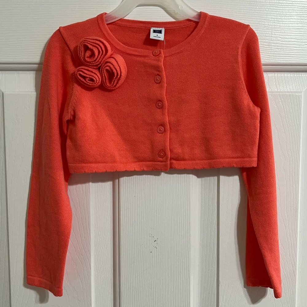 NWT Sz 4 Janie and Jack Crop Sweater - Coral Color